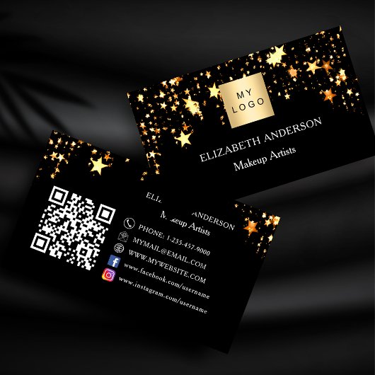 Zwarte gouden sterren logo Qr-code sociale media Visitekaartje