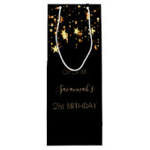 Zwarte gouden sterren met goudmakreel wijn cadeautas (Achterkant)