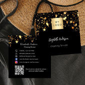 Zwarte gouden sterren QR code social media logo Vierkante Visitekaartje