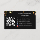 Zwarte gouden sterren Qr code sociale media Visitekaartje (Achterkant)