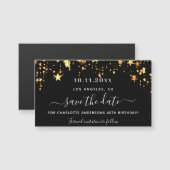 Zwarte gouden sterren verjaart met de date magnet (Voorkant / Achterkant)