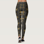 Zwarte Gouden Sterrenbeeld Teken (1) Leggings (Achterkant)