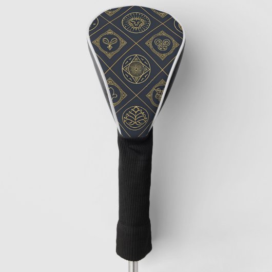 Zwarte Gouden Sterrenbeeld Teken (2) Golfheadcover (Voorkant)