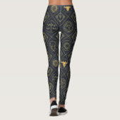 Zwarte Gouden Sterrenbeeld Teken (2) Leggings (Achterkant)