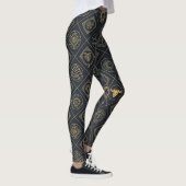 Zwarte Gouden Sterrenbeeld Teken (2) Leggings (Rechts)