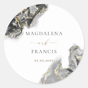 zwarte gouden sticker voor bruiloft