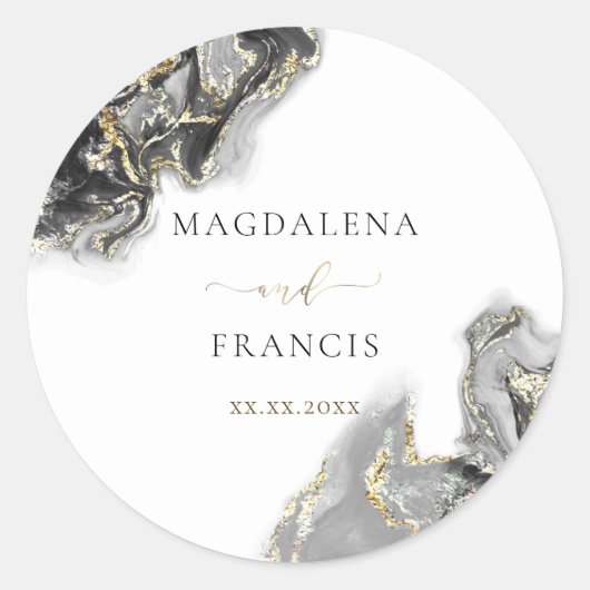 zwarte gouden sticker voor bruiloft (Voorkant)