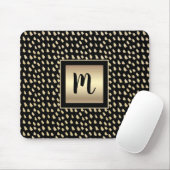 Zwarte gouden stippen moderne vette monogram scrip muismat (Met muis)