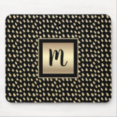 Zwarte gouden stippen moderne vette monogram scrip muismat (Voorkant)