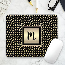 Zwarte gouden stippen moderne vette monogram scrip muismat
