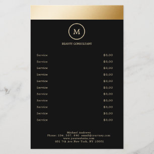 Zwarte Gouden Streep Monogram Cirkel Flyer