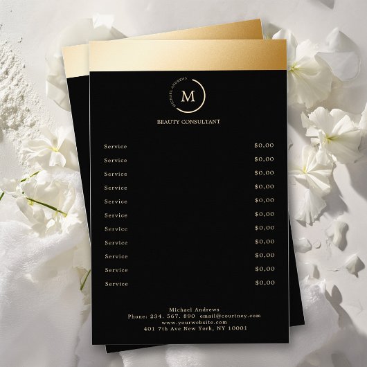 Zwarte Gouden Streep Monogram Cirkel Flyer