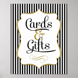 Zwarte gouden streep voor kaarten en cadeautjes poster