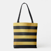 Zwarte & Gouden Strepen Tote Bag (Achterkant)