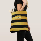 Zwarte & Gouden Strepen Tote Bag (Dichtbij)