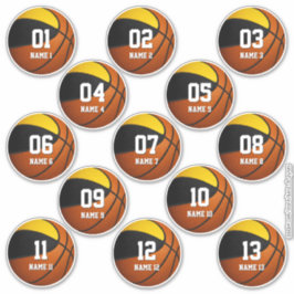 zwarte gouden teamkleuren basketbal 13 spelers sticker