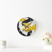zwarte gouden teamkleuren gepersonaliseerd volleyb ronde klok (Huis)