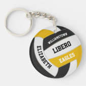 zwarte gouden teamkleuren gepersonaliseerd volleyb sleutelhanger (Voorkant)