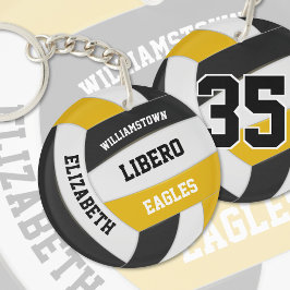 zwarte gouden teamkleuren gepersonaliseerd volleyb sleutelhanger