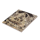 Zwarte & gouden Tibetaanse boeddhistische kunst Tegeltje (Zijkant)