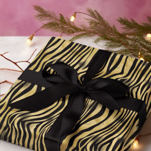 Zwarte gouden tijgerstrips cadeaupapier