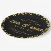 Zwarte Gouden Toekomstige Mijnheer en Mevrouw Verl Papieren Bordje (Gekanteld)