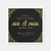 Zwarte Gouden Toekomstige Mr & Mevrouw Verlovingsf Servet (Voorkant)