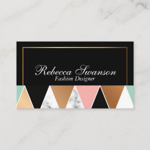 Zwarte Gouden Trim Rand Geometrisch Patroon Visitekaartje