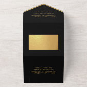 Zwarte Gouden Trouw Eenvoudig Elegant Schrift Mono All In One Uitnodiging (Buitenkant)