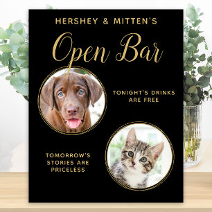 Zwarte Gouden Trouw Pet Hond Open Bar Aangepast 2 Poster