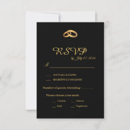 Zwarte Gouden Trouw RSVP Kaart