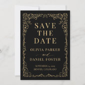 Zwarte Gouden Trouw Save the Date (Voorkant)
