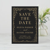 Zwarte Gouden Trouw Save the Date (Staand voorkant)