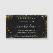 Zwarte gouden trouw save the date magneet (Voorkant)