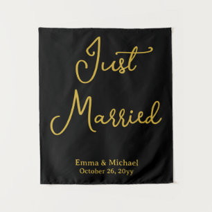Zwarte & Gouden Trouwbanner Persoonlijke Ceremonie Wandkleed
