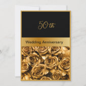 Zwarte gouden trouwdag kaart 50 jaar (Voorkant)