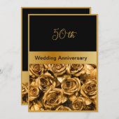 Zwarte gouden trouwdag kaart 50 jaar (Voorkant / Achterkant)