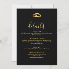 Zwarte Gouden Trouwdetails Kaart