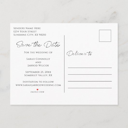 Zwarte Gouden Turquoise Trouw Save the Date Aankondigingskaart (Achterkant)