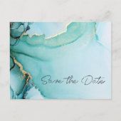 Zwarte Gouden Turquoise Trouw Save the Date Aankondigingskaart (Voorkant)