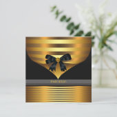 Zwarte Gouden Uitnodiging Voor Feestelijke Gelegen (Staand voorkant)