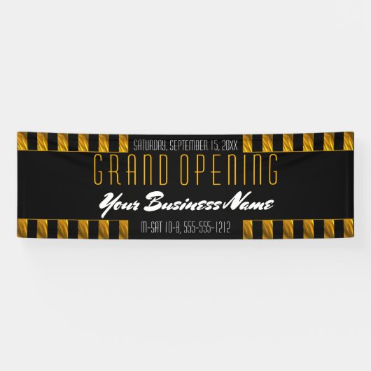 Zwarte | Gouden Van Bedrijfs strepen Elegante Spandoek (Horizontaal)