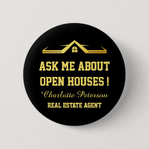 Zwarte & Gouden Vastgoed Promotionele Marketing Ronde Button 5,7 Cm