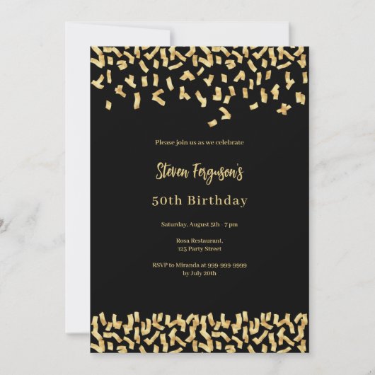 Zwarte gouden verjaardag kaart (Voorkant)