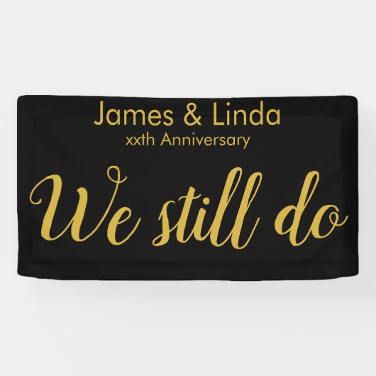 Zwarte gouden verjaardagsfeest Geloften Vernieuwen Spandoek (Horizontaal)