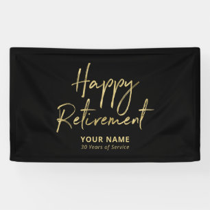 Zwarte & Gouden Verjaardagsfeestje voor Gepensione Spandoek
