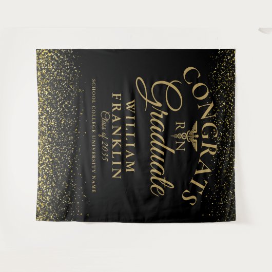 Zwarte Gouden Verpleegsterschool Afstudeerfoto Ach Wandkleed (Voorkant (horizontaal))