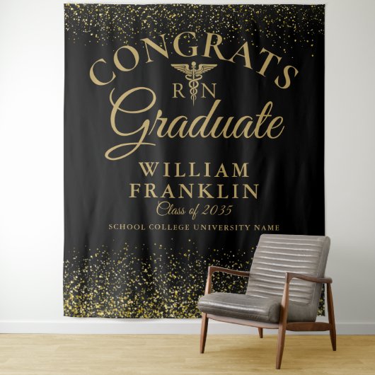 Zwarte Gouden Verpleegsterschool Afstudeerfoto Ach Wandkleed (In situ)