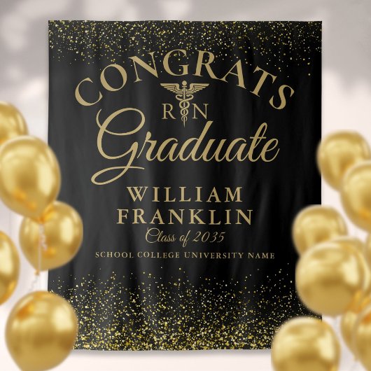 Zwarte Gouden Verpleegsterschool Afstudeerfoto Ach Wandkleed