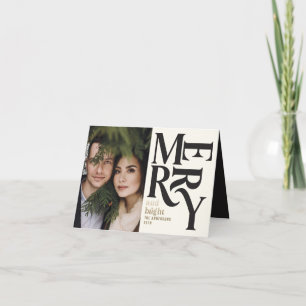 Zwarte & gouden vintage vrolijke chritsmasfoto aankondiging